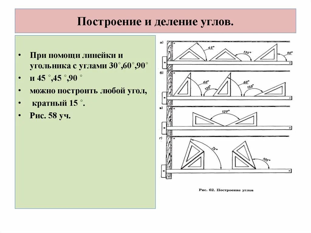 Построить прямой угол с помощью линейки. Построение и деление углов. Построение углов с помощью линейки. Построение углов с помощью угольника и линейки. Построение углов с помощью Угольников.