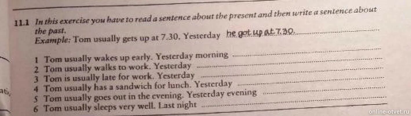 Tom usually Wakes up early yesterday morning. Wake usually. Tom usually Wakes up early. Usually and yesterday.