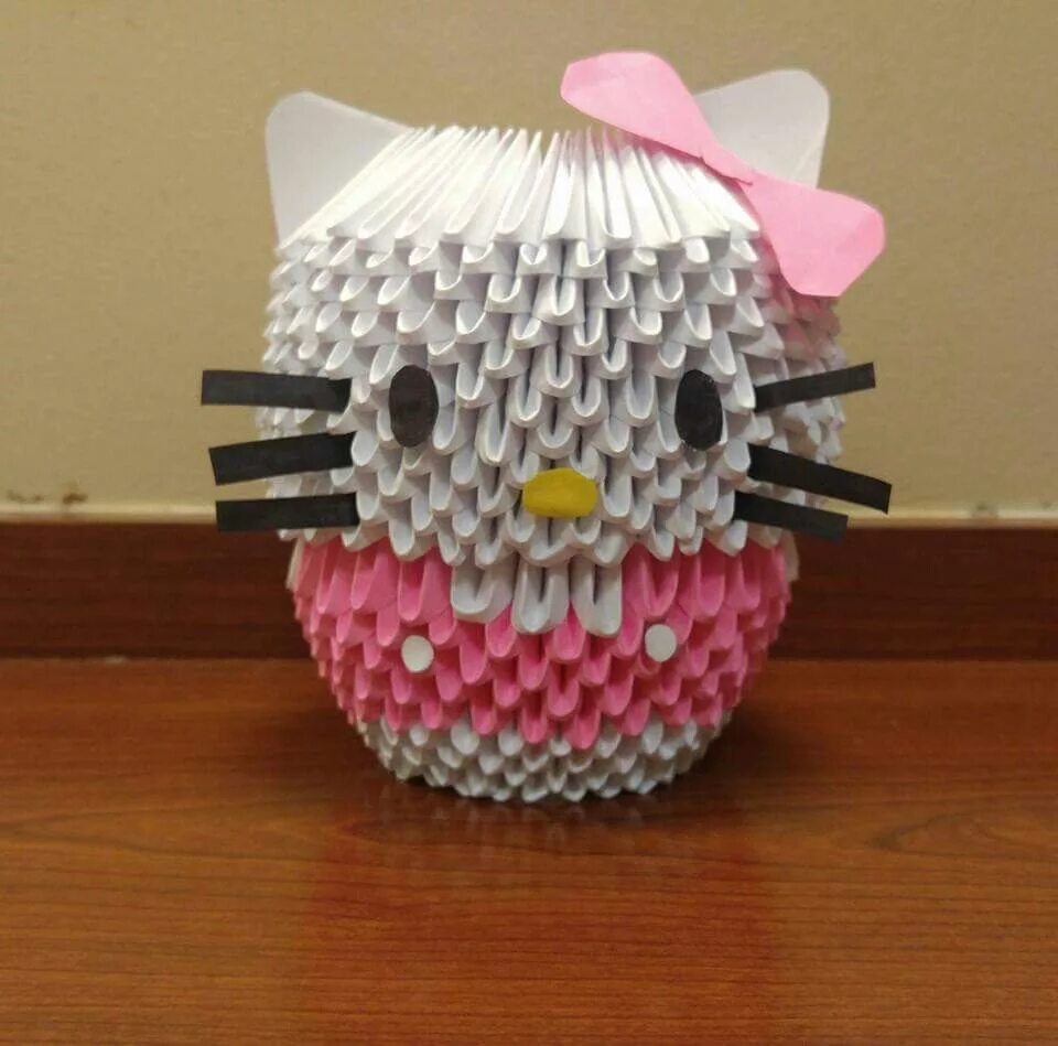 Модульное оригами Китти. Hello Kitty модульное оригами. Модульное оригами Хеллоу Кити. Хелло Китти из модулей оригами