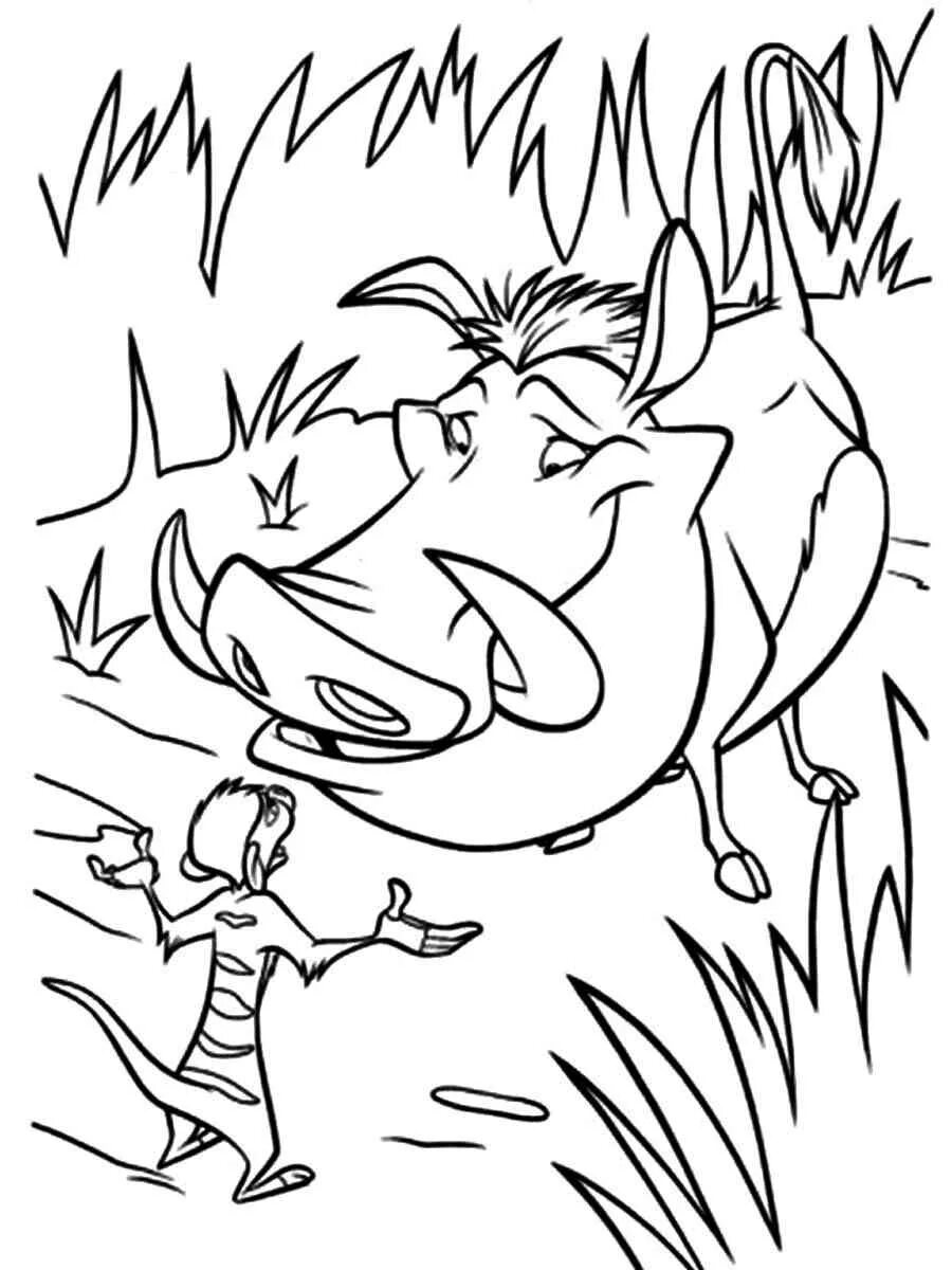 Мои любимые герои мультфильмов шрек пумба маугли. Пумба Король Лев раскраска.