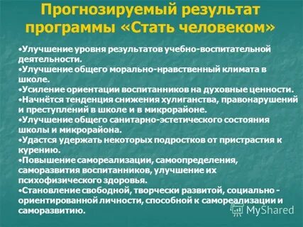 Результат программы по воспитательной работе