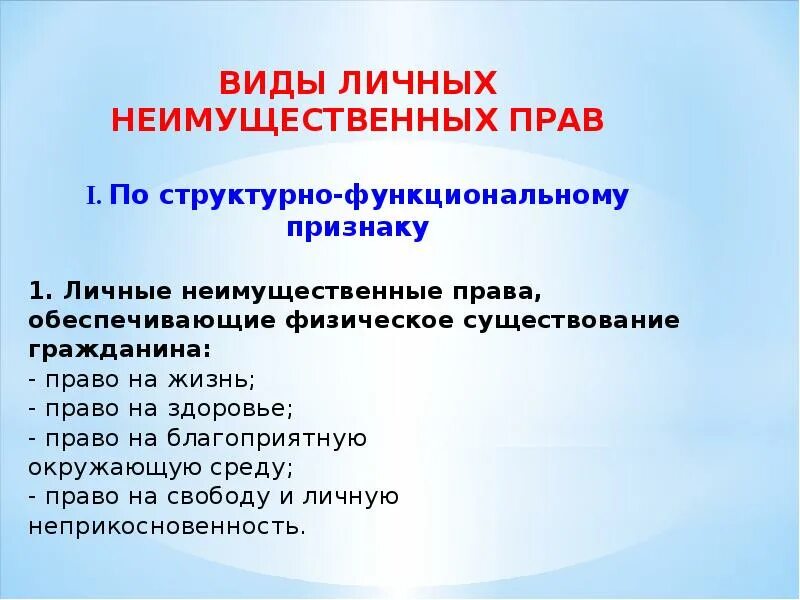 Особенностями личных неимущественных прав являются. Виды личных неимущественных. Виды личных неимущестаенных роаа. Виды личных неимущественных прав таблица.