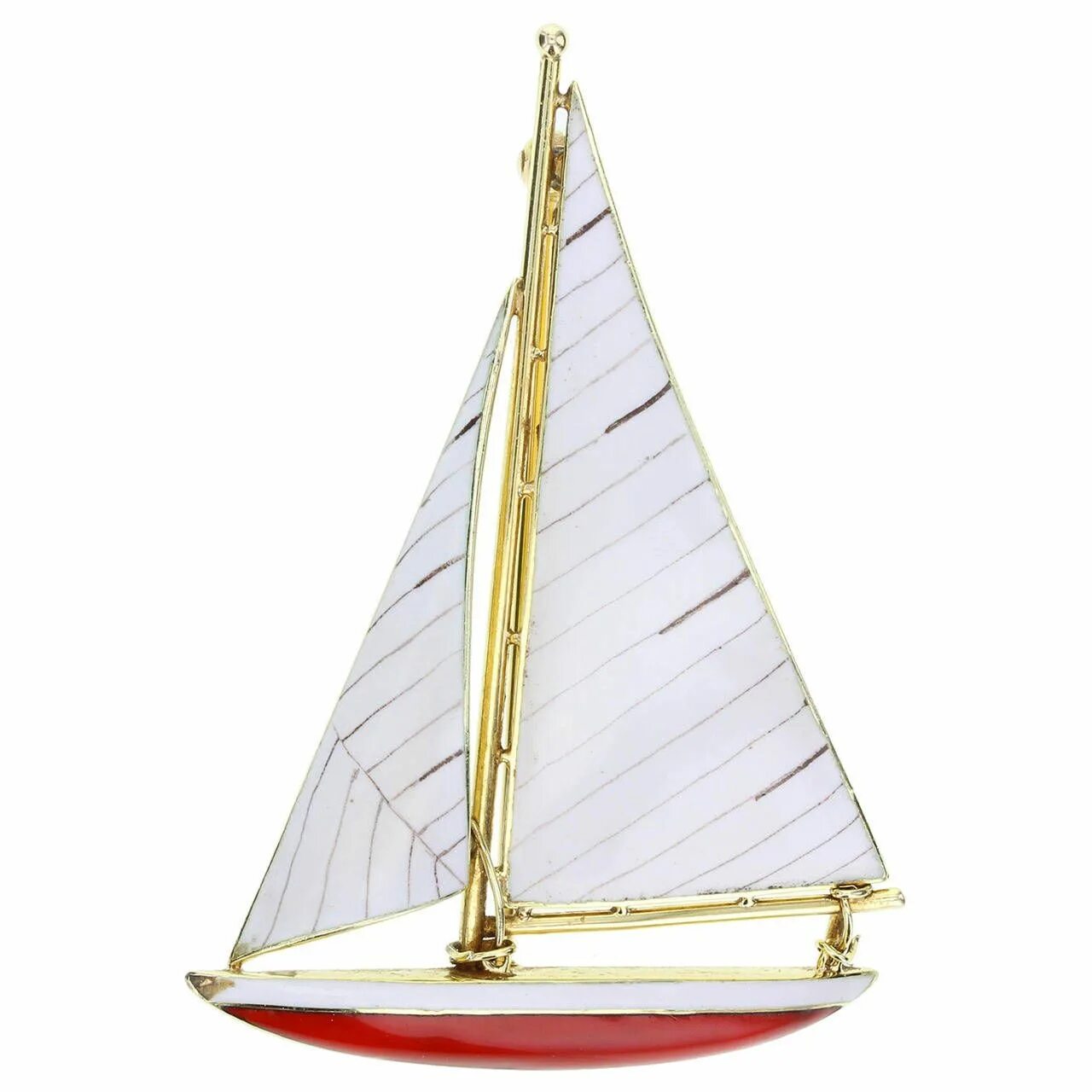 Gold sail. Брошь яхта ювелир. white &amp; gold boat. sailing золото цены.