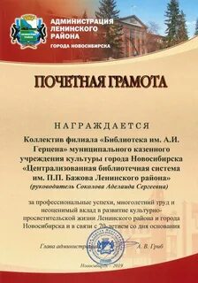 Грамота за высокий профессионализм