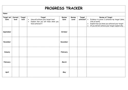 Student progress. Student Tracker. Track progress. Progress Sheet. Purposeful Planner.
