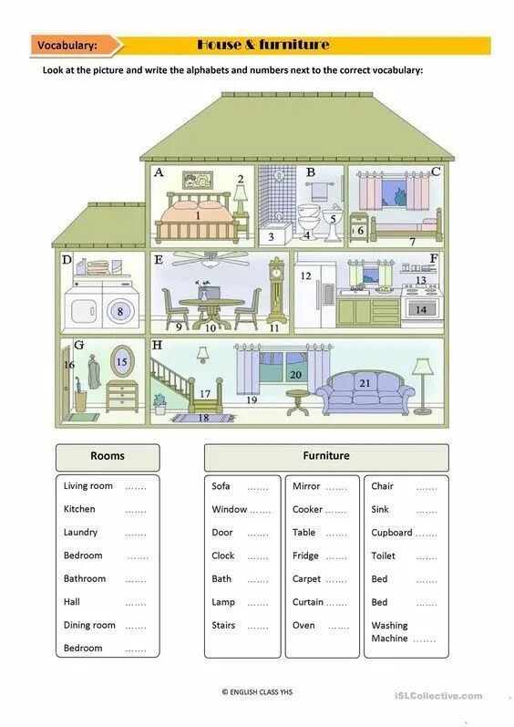 Write the correct room. Лексика по теме my house and furniture. комнаты и мебель worksheet. английский house rooms worksheet. rooms furniture на английском.