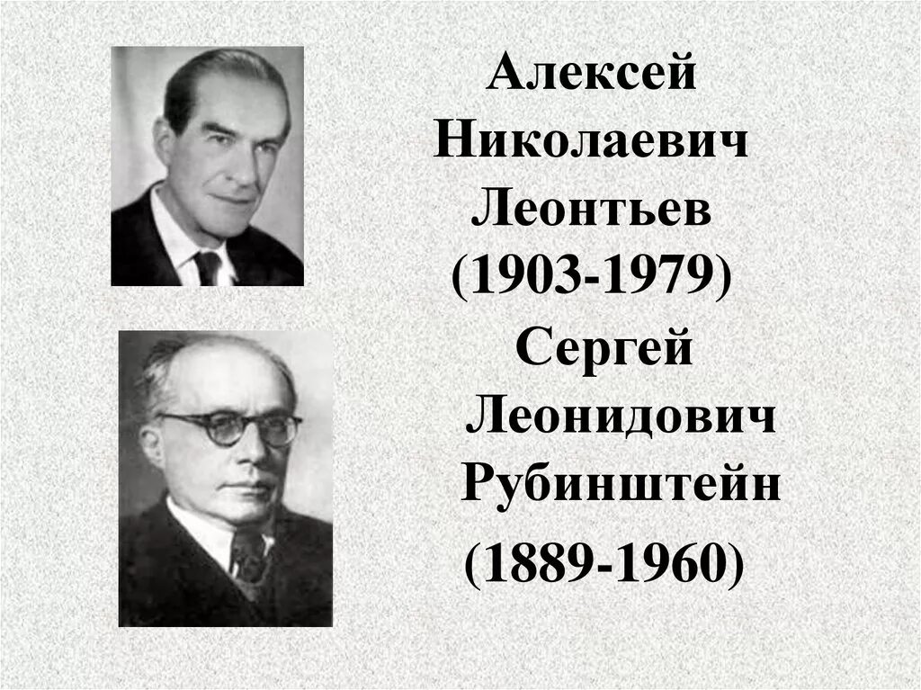 Рубинштейна с.л., Выготского л.с., Леонтьева а.н.. Выготский Лурия Леонтьев. С л рубинштейн б г