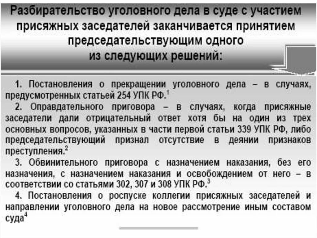 308 упк. Рассмотрение уголовного дела. Этапы составления списков в присяжные заседатели. Этапы судебного разбирательства с участием присяжных заседателей. Вознаграждение присяжным заседателям.