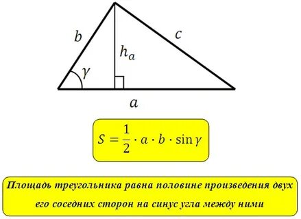 Площадь по двум сторонам и синусу