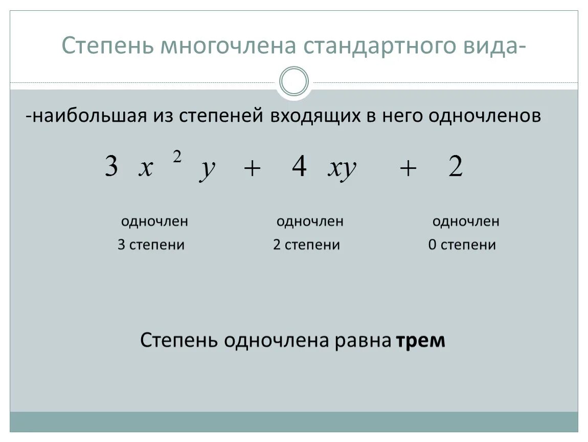 Определить стандартный вид многочлена. Как определить степень многочлена примеры. Вид многочлена 2 степени. Определить степень многочлена 7 класс. Многочлен степеней степени.