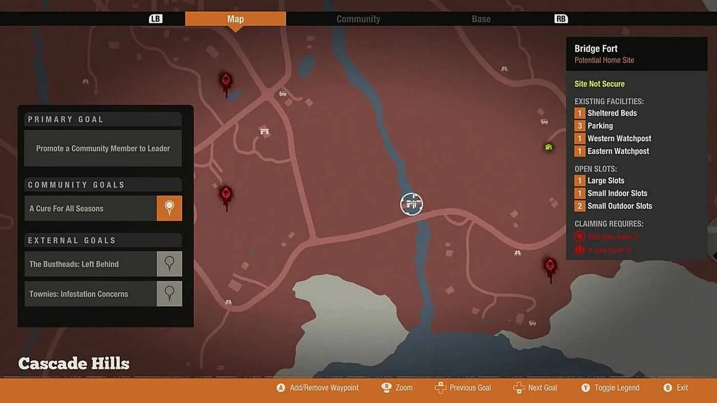 State of Decay 2 базы. State of Decay 2 карты. State of Decay 2 базы на карте Cascade Hills. State of Decay 2 Каскейд Хиллз база. State of decay 2 навыки