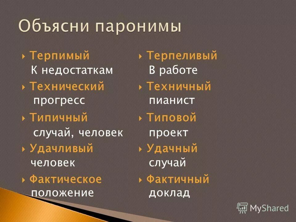 техничный пароним