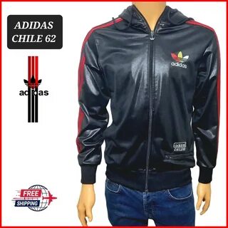 ADIDAS Track Jacket Chile 62 Limited Black Red Shiny Rare Vintage Size S - ...