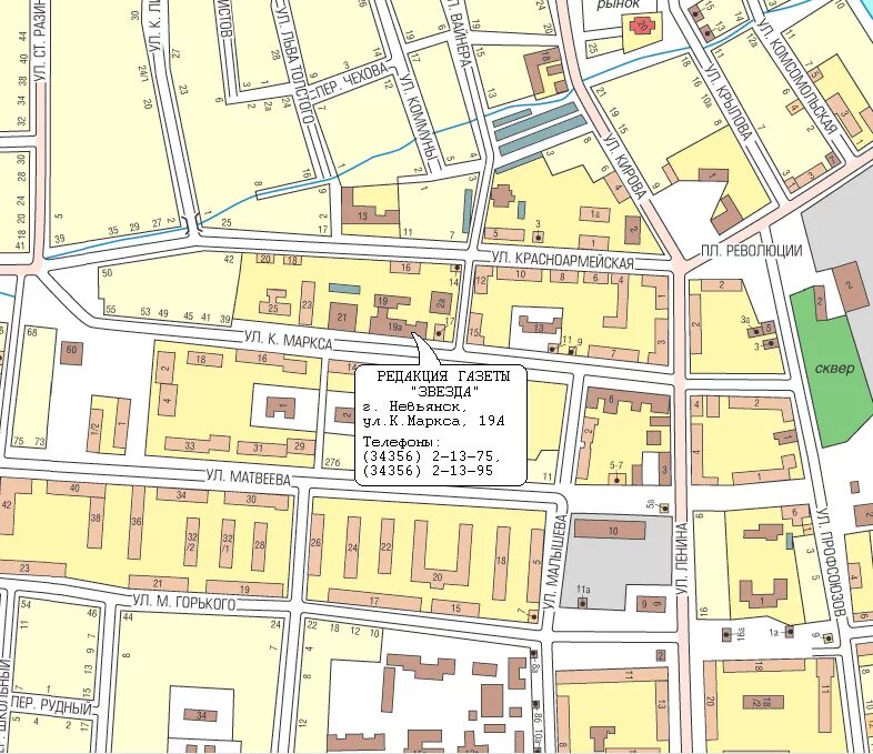 карта невьянска с улицами и домами