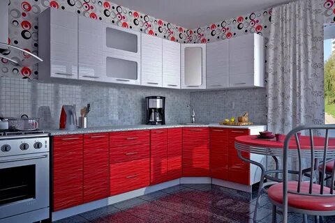Кухонный гарнитур красный цвет (73 фото)