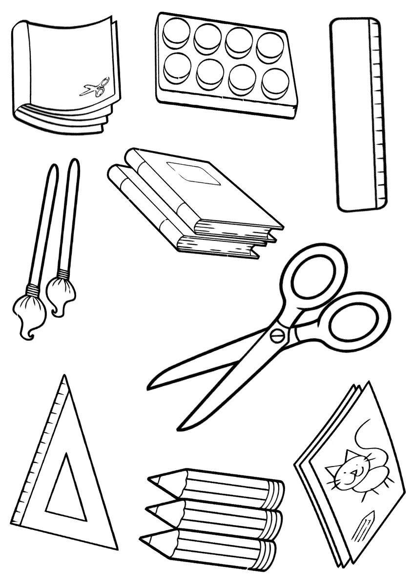 Раскраски принадлежности. Рисование на тему школьные принадлежности. Раскраска канцелярские принадлежности. Раскраска канцелярия. Портфель раскраска.