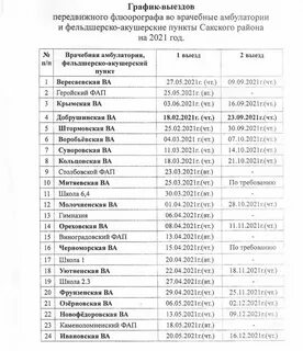 График выездов в районы