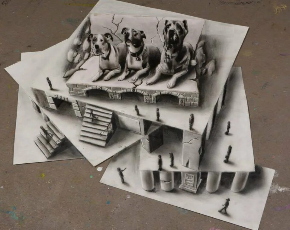 Объемные изображения рисунки. Рамон брюин художник. рамон брюин 3d рисунки. трехмерные реалистические изображения. объемные иллюзии на бумаге.
