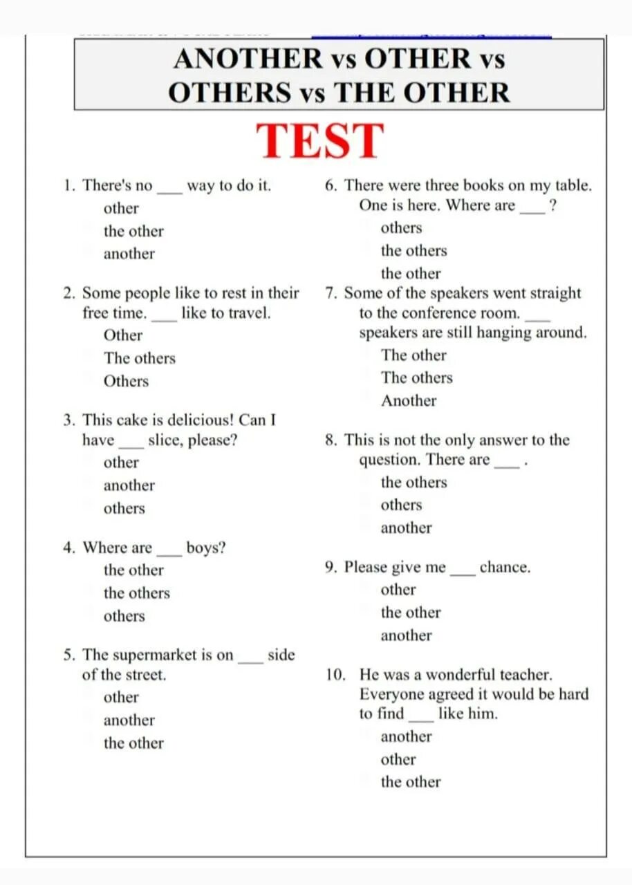 Other another упражнения. Other another the other others таблица. Other another the other others таблица упражнения. Other another worksheets. Other another worksheets.