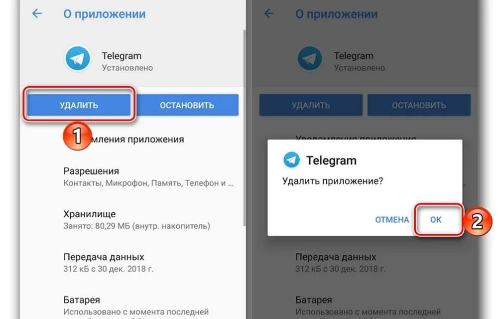Если удалить приложение телеграмм