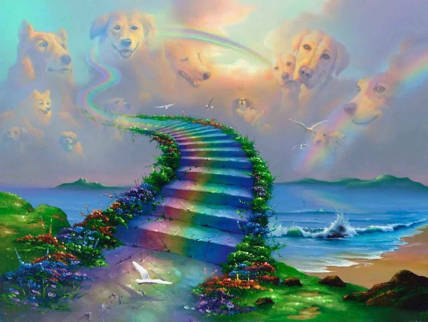 Став добрая дорога. Лестница в небо Джим Уоррен. Радужный мост Джим Уоррен. Картины море Джим Уоррен. Джим Уоррен (Jim Warren) (р.1949).