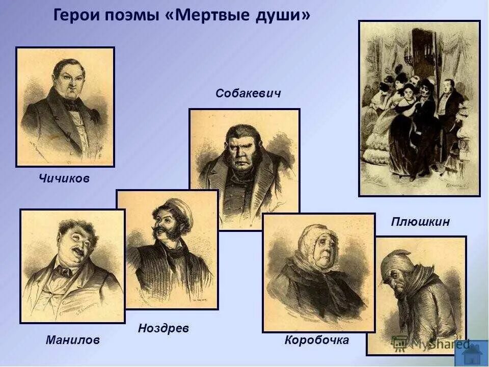 Все части произведения мертвые души. Портреты героев мертвые души Гоголя. Гоголь мертвые души герои.