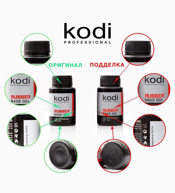 Гель лак Коди оригинал. База Коди оригинал. База Kodi Rubber 30 мл (с носиком).