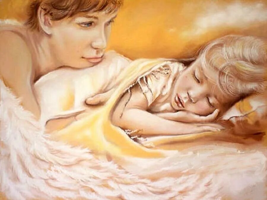 Нежность картины художников. Мама с ребенком живопись. Мама ангел и малыш. Мать и дитя иллюстрации. Благодаря заботе мамы он быстро пошел