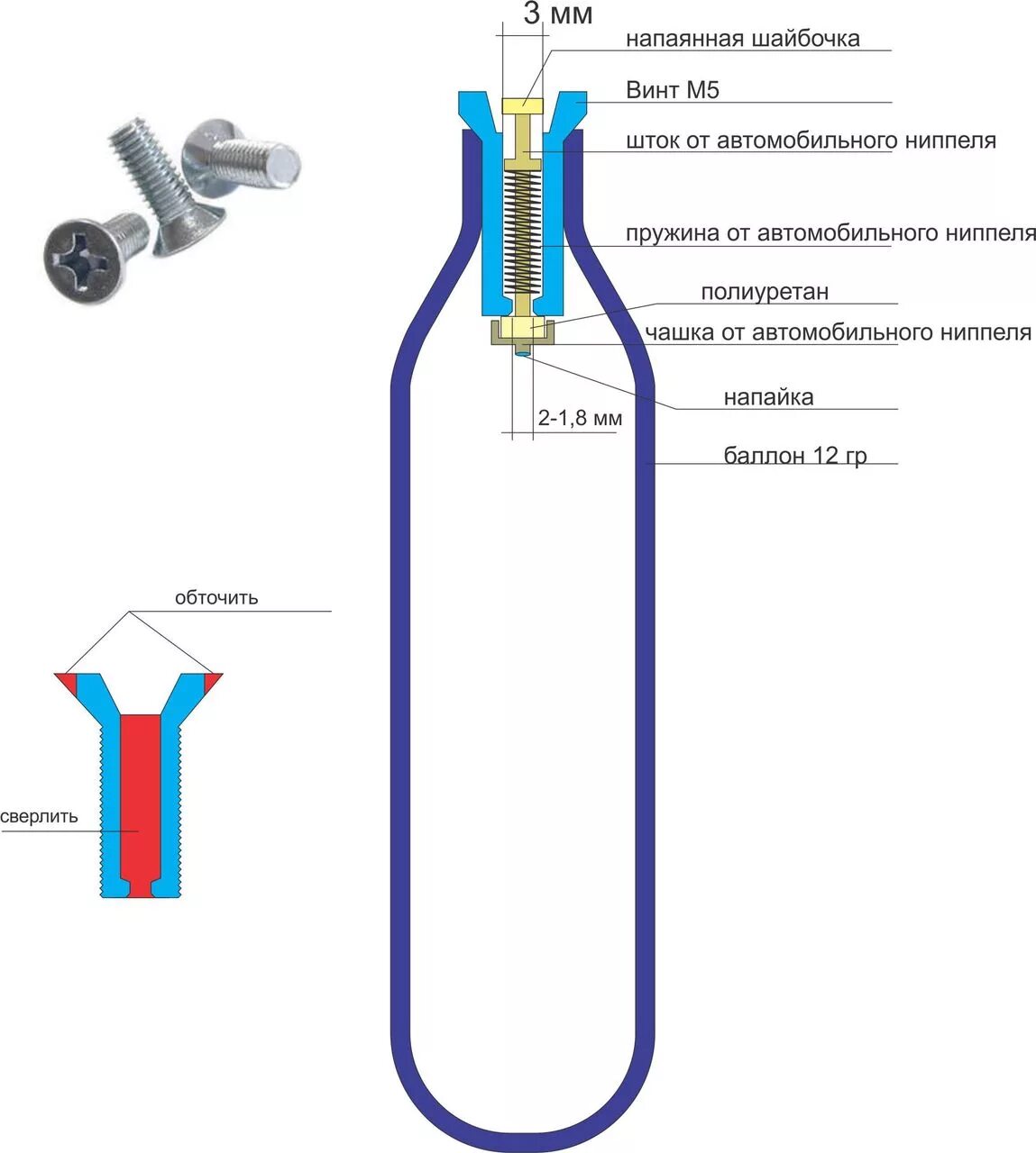 Баллон 12 гр co2 чертёж. Перезаправляемый баллончик со2. Устройство клапана со2 пневматики. Со2 баллончик накачиваемый насосом.