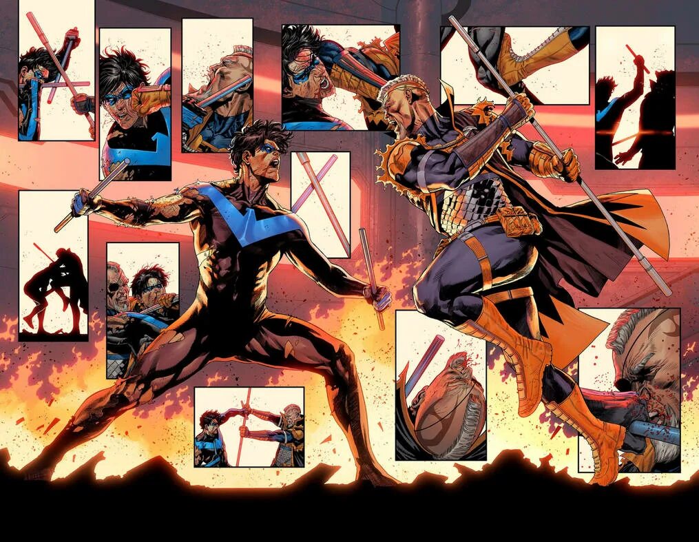 Justice 2024. Найтвинг и Дефстроук. Дэфстроук и Найтвинг. Nightwing vs Deathstroke. Дефстроук Титаны.