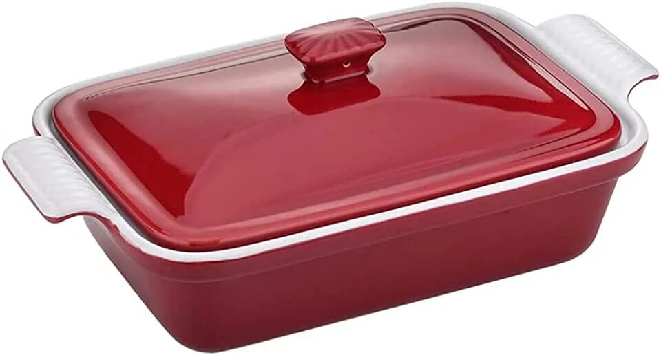 1800 320. 15" Rectangular Casserole w/Lid & Candleholder. An small dish on a large Plate.