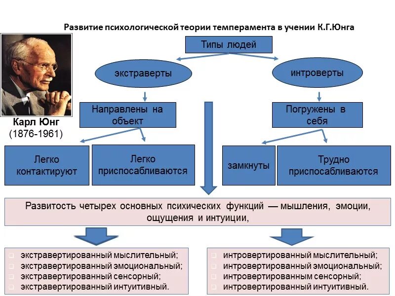 Юнг выделил. Психологические типы по Юнгу. Психологические типы по Карлу Юнгу. Юнг психологические типы схема.