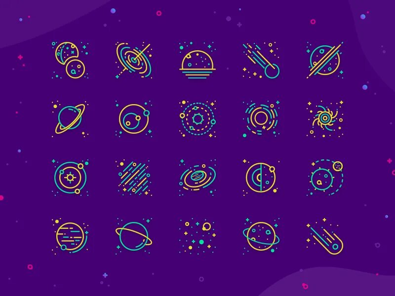 Космос элементы. Космические иконки. иконки в космическом стиле. символ космоса. космос пиктограмма.