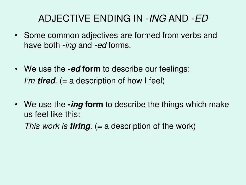 Ed ing adjectives. Adjectives with ing and ed правило. Adjective Endings -ed/-ing. Прилагательные на ing. Adjectives with ing