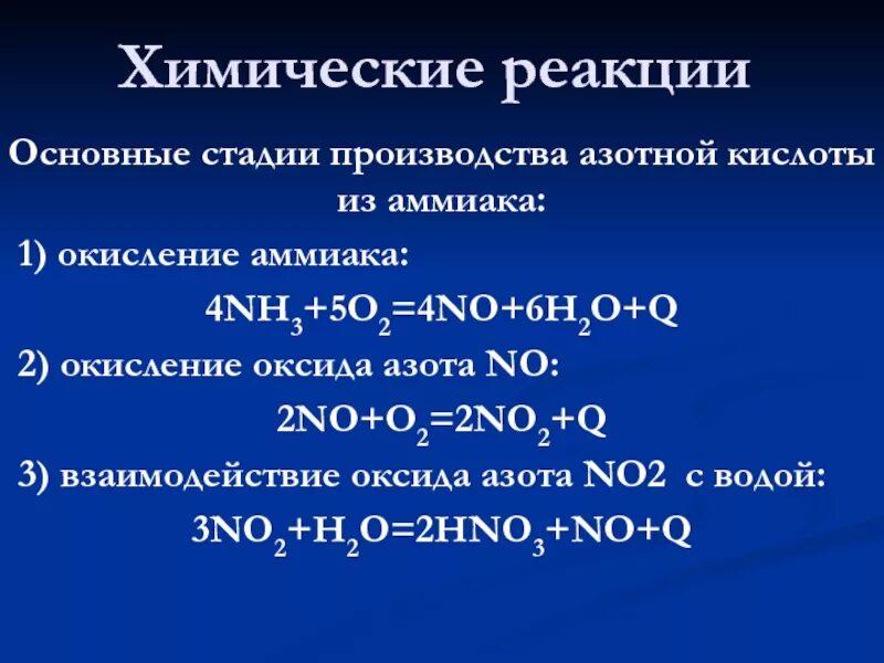 Производство азотной кислоты реакции. Стадии производства азотистой кислоты. Производство азотной кислоты из аммиака. Реакция окисления аммиака.