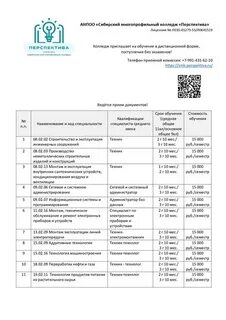 Номер приемной комиссии многопрофильного колледжа