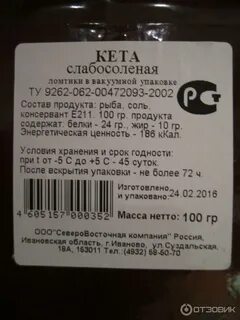 Кета калорийность