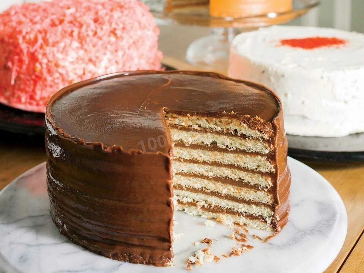 Торт. Домашние торты. Торт простой. Торт из бисквитных коржей.