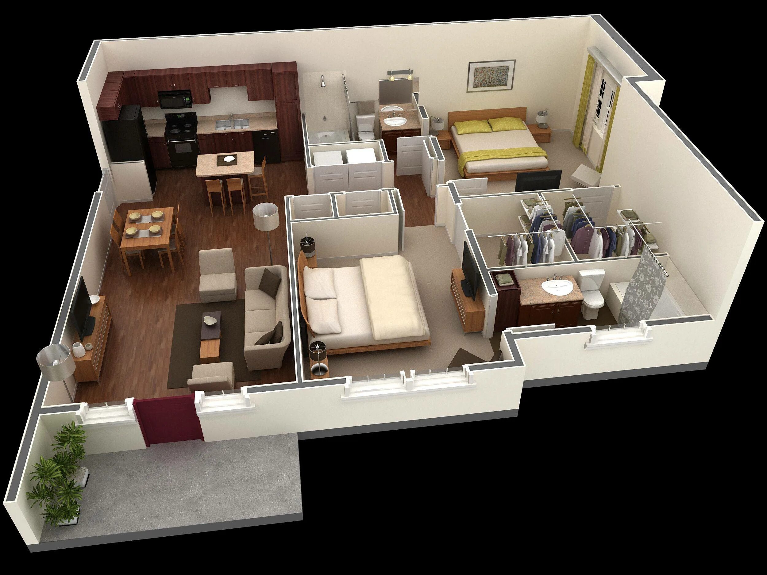 Дом на три комнаты. Floorplan 3d проекты. Планировка квартиры. Двухкомнатный дом проект. План двухкомнатной квартиры 3д.