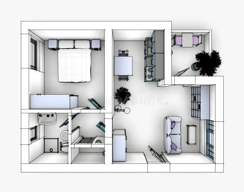 Vector Floor Plan. Planning of the Apartment with Arrangement Furniture. Archite