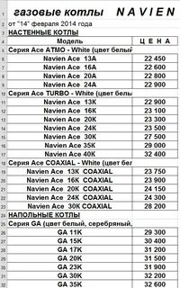 Прейскурант цен на газовое оборудование