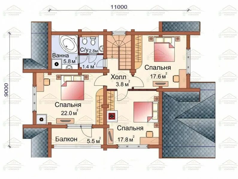 Проект дома с баней 6,6х10,2 заказать по цене 1425000 руб. в г.Домодедово - izba