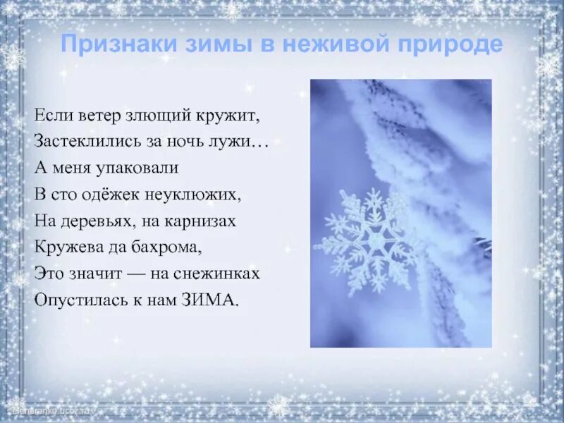 Неживая природа зимой проект 2 класс Какие зимние явления в неживой природе