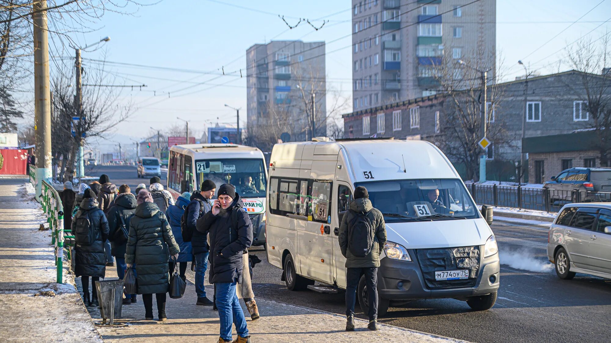 Маршрутка. Репетиция парада в Чите.