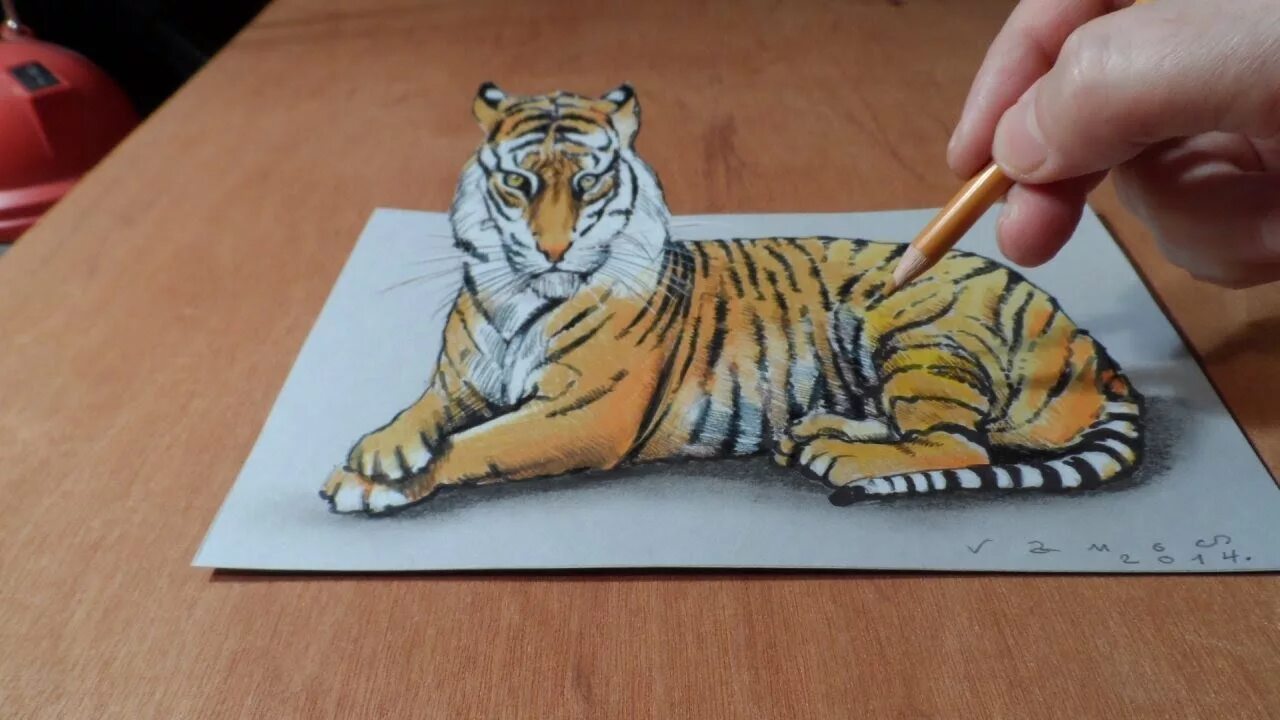 Объемное изображение животного рисунок. Тигр для рисования. объемный рисунок цветными карандашами. объемные рисунки животных карандашом. тигр на бумаге.