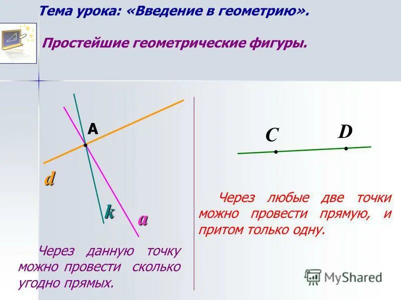 Через две точки можно провести прямую. Через две точки можно провести прямую