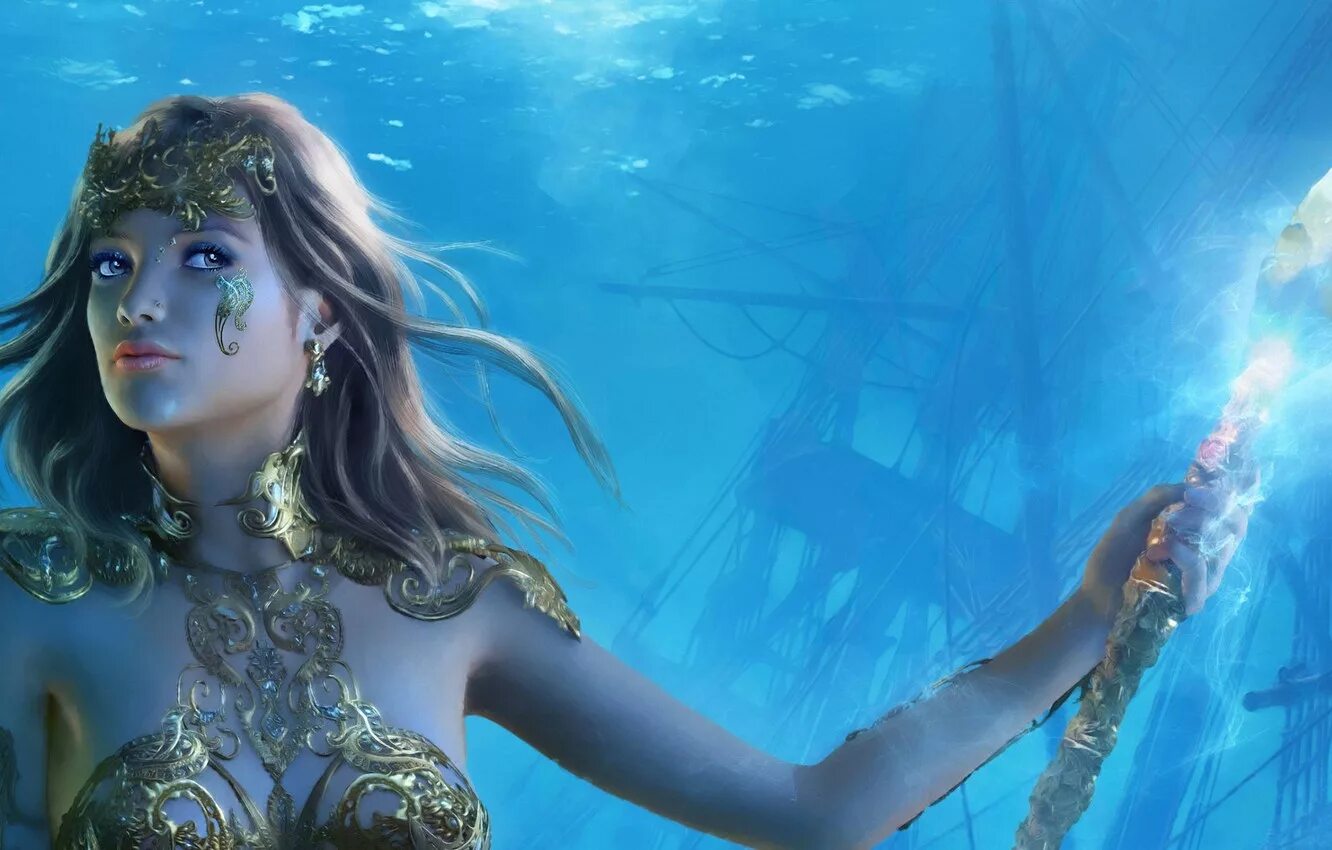 Девушка звезда. Девушка цунами. Параллельные миры. Фэнтези девушки. Морская богиня калипсо.