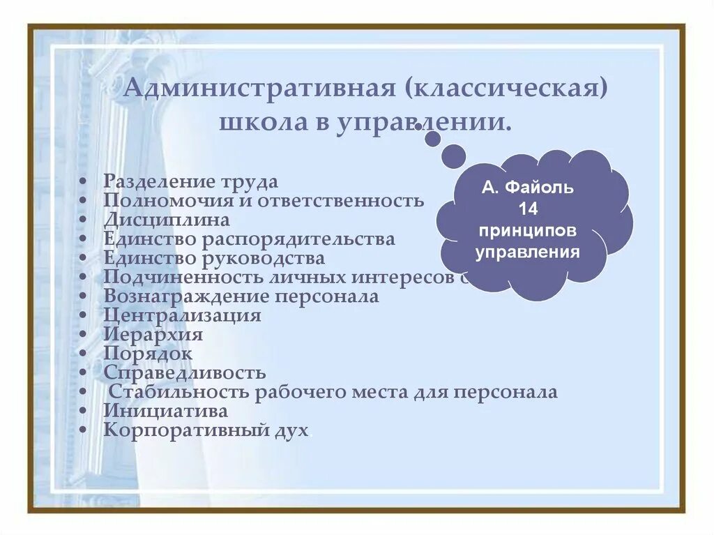 Файоль административная школа управления. Основная идея административной школы управления. Классическая административная школа менеджмента. Принципы классической школы управления. Классическая школа идеи