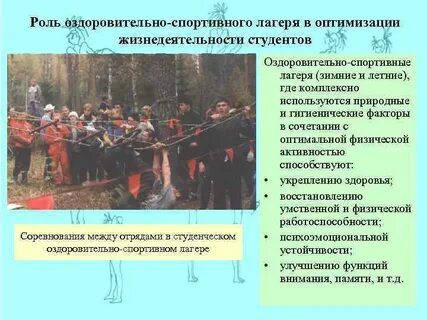 Занятия в оздоровительно спортивном лагере