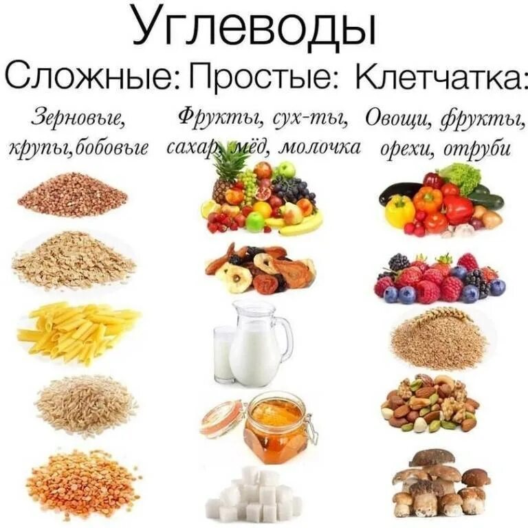 Простые углеводы и сложные углеводы продукты. Таблица простых и сложных углеводов в продуктах питания. Белок сложные углеводы клетчатка таблица. Углеводы простые сложные пищевые волокна. Грибы это белки или клетчатка